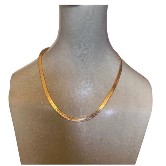 Jennifer Zeuner NIP 14K Hamilton Herringbone Yellow Gold Plated Necklace - Picture 3 of 13